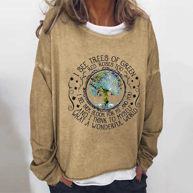 Hippie What A Wonderful World Print Sweatshirt wearshes