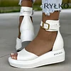 RYLKO&reg; 2025 Białe sandały damskie sk&oacute;rzane polskiej produkcji na modnej grubej podeszwie