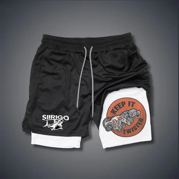KEEP IT TWISTED Motor Head Graphic GYM PERFORMANCE SHORTS