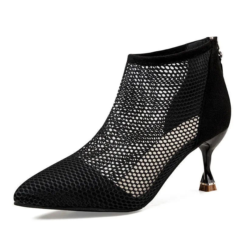 Breakj Breakj Hollow Cool Boots 2023 Spring And Summer New Mesh And Short Boots Tips High Help Zipper