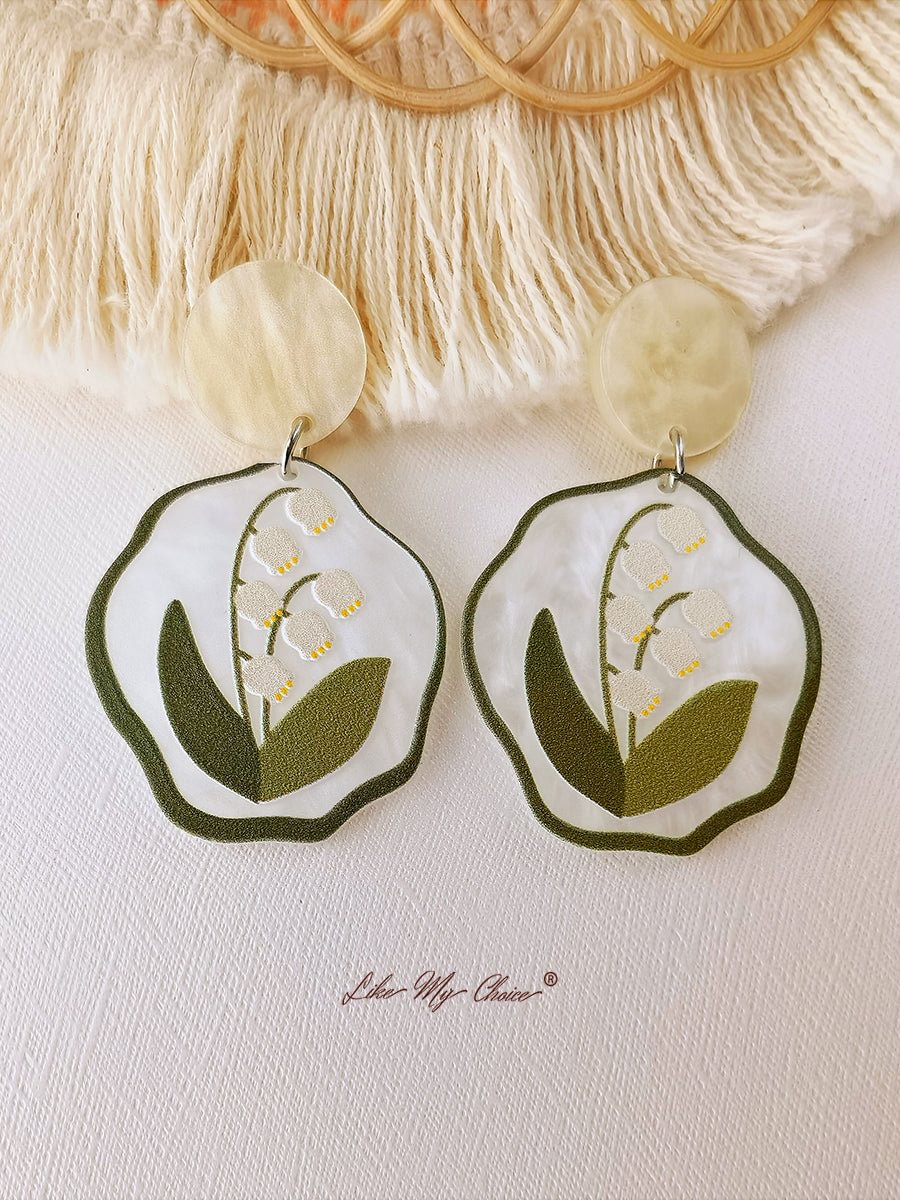 LikeMyChoice® Flower Earrings - Acrylic Lily of the Valley