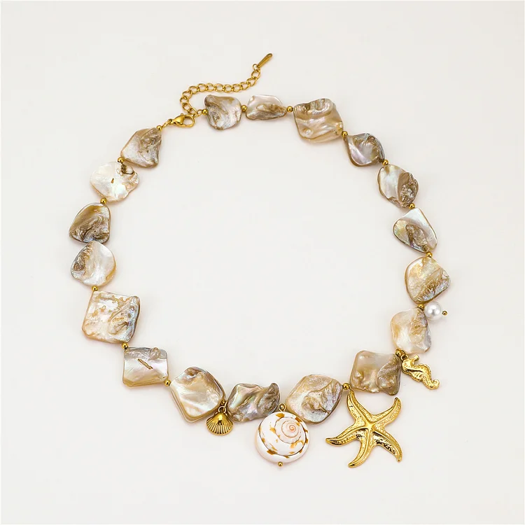Irregular Shell Conch Starfish Clavicle Necklace