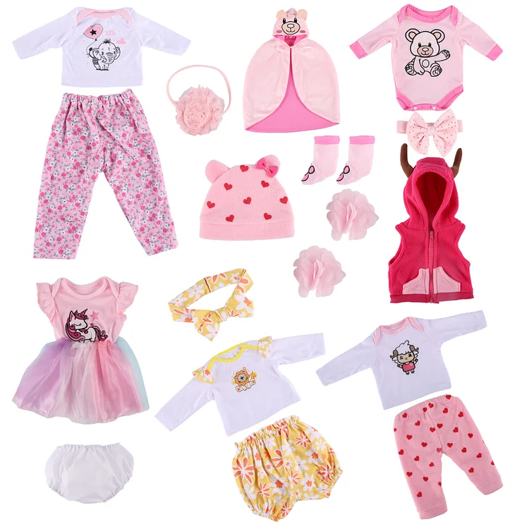 【Essential Clothes】For 17”-22" Reborn Baby Dolls Clothes Suits 4 Kind of Set Accessories