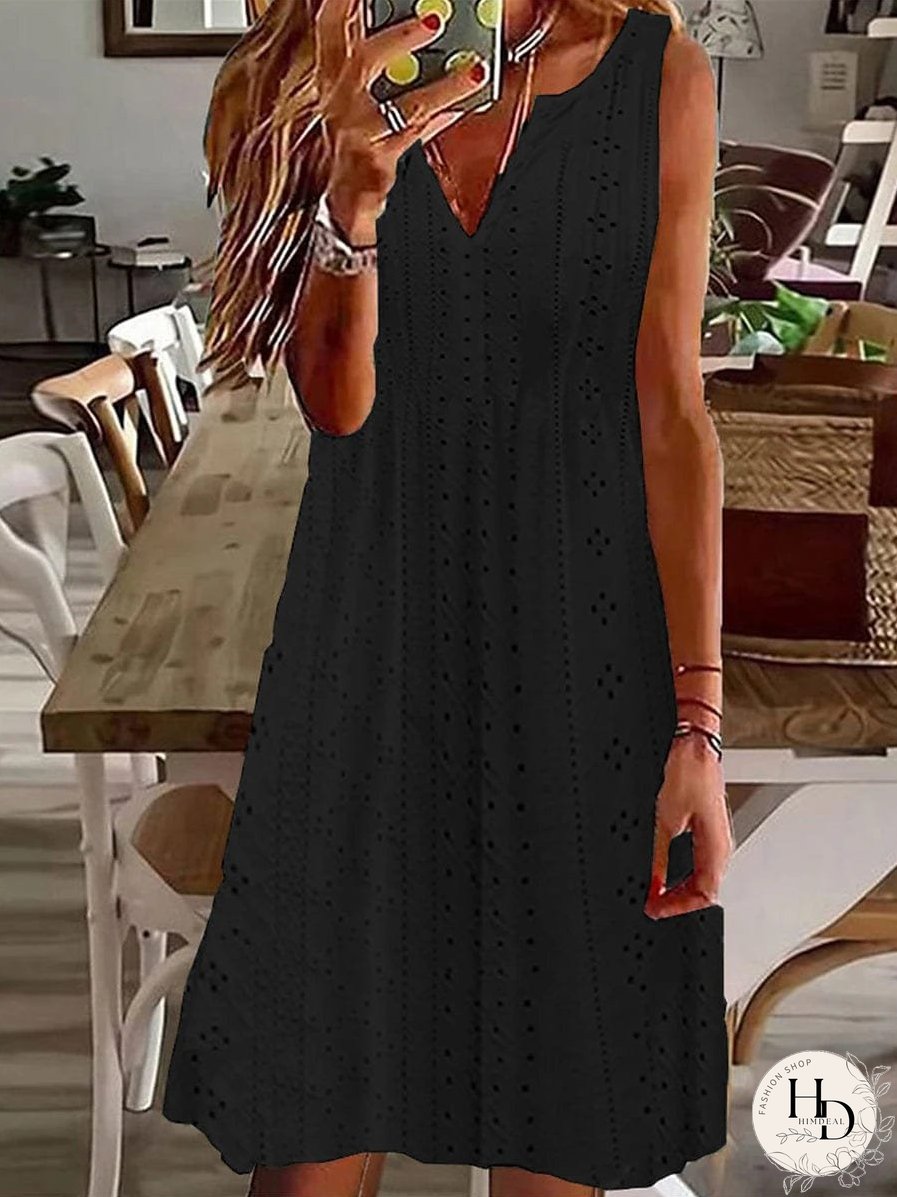 Sleeveless Cotton Linen Midi Dress for Women