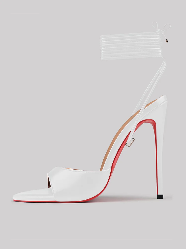 120mm Women Matte Open Toe Sandals Stilettos Adjustable Ankle Strap Red Bottom High Heels Party Photo Shoes