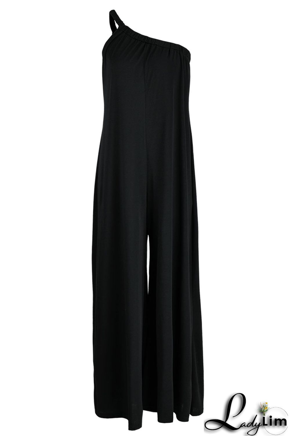 Tangerine Red Casual Solid Patchwork Oblique Collar Loose Jumpsuits