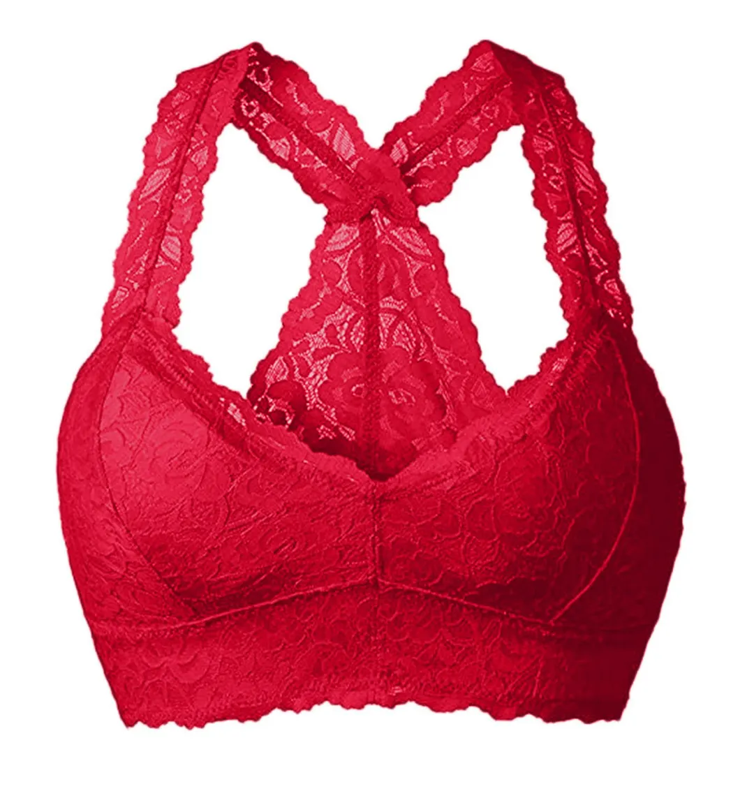 Churchf Large-Size French Underwear Multi-Colored Lace Back Wrapped Breast Sexy V-Neck Fixed Cup Mat Agglomeration To Receive No Steel Ring Bra