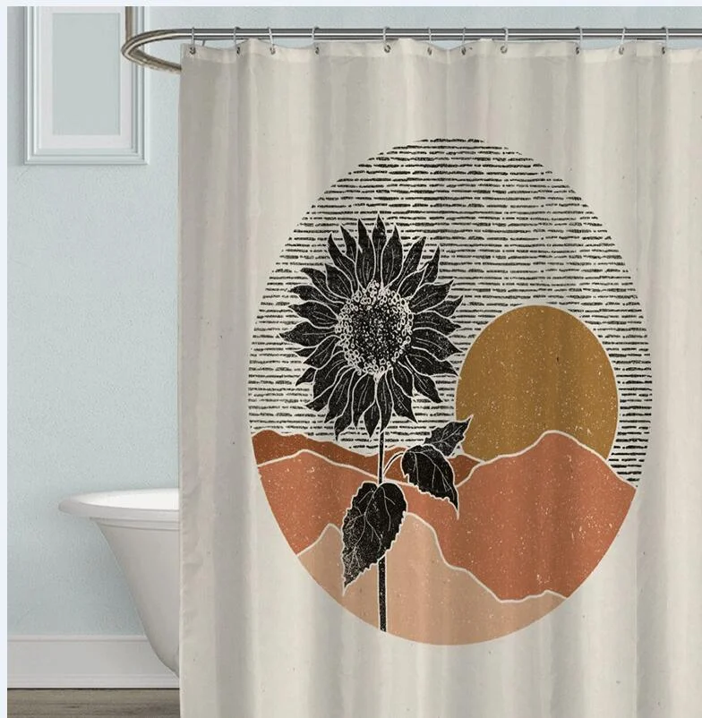 Morandi Simple Strokes Shower Curtain 100% Polyester Simple Korean Style Shower Curtain Bathroom Set Waterproof Shower Curtain