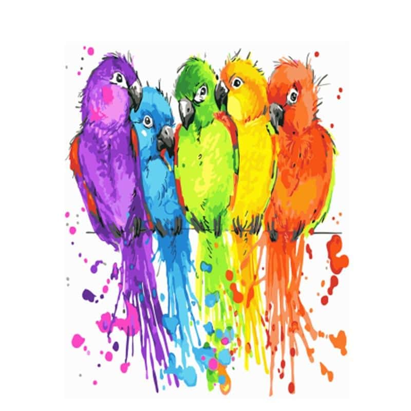 

Colorful Parrots – Paint By Numbers - 40*50CM, 501 Original