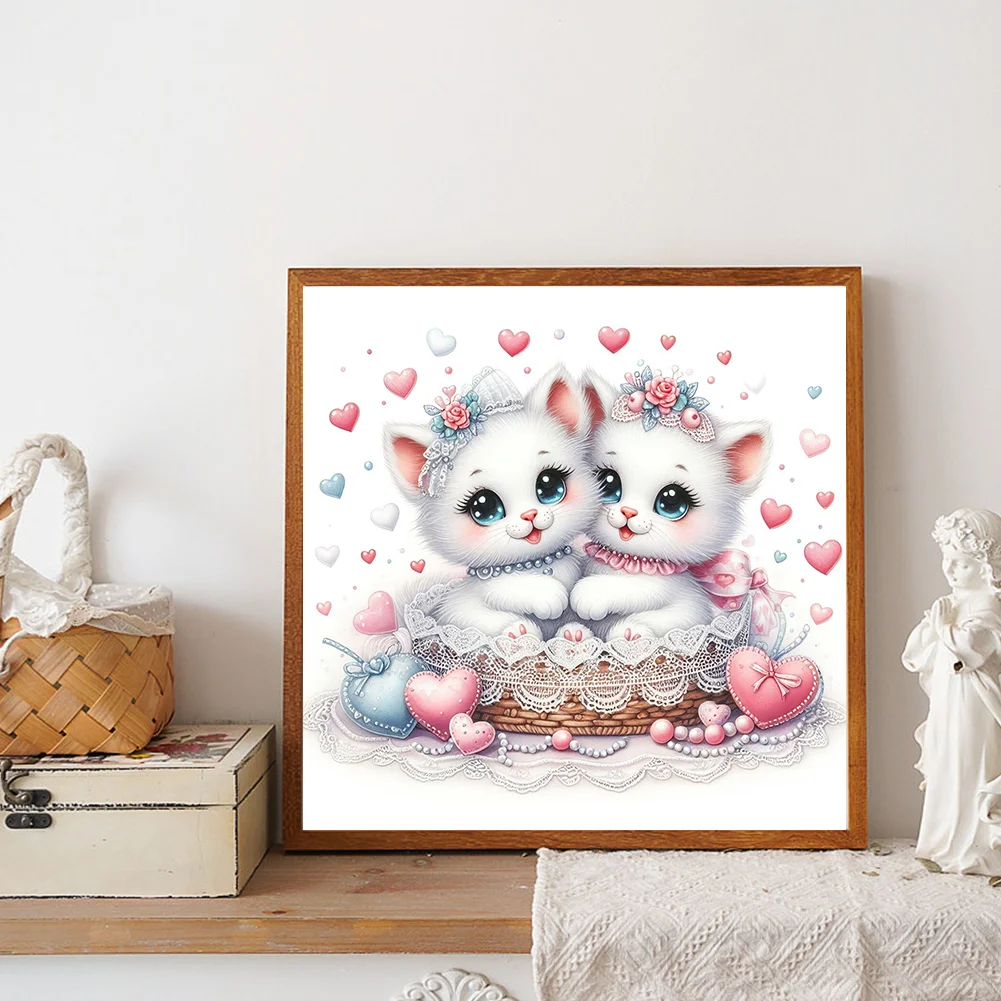 Diamond Painting - Full Round Drill - Cute Cat(Canvas|30*30cm)