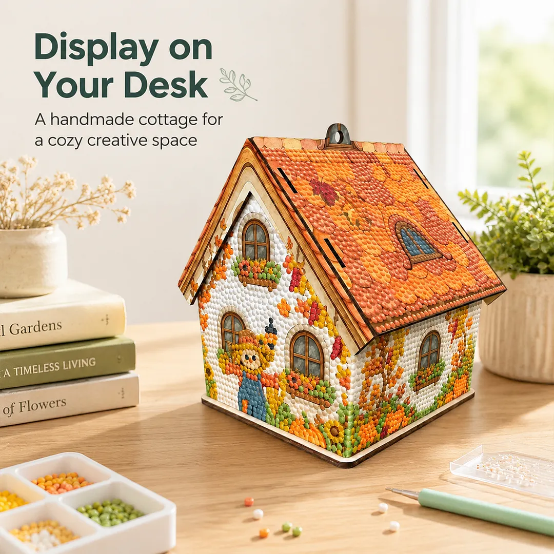 DIY Wooden House Diamond Art Painting Kit for Adults Home (Autumn Harvest)