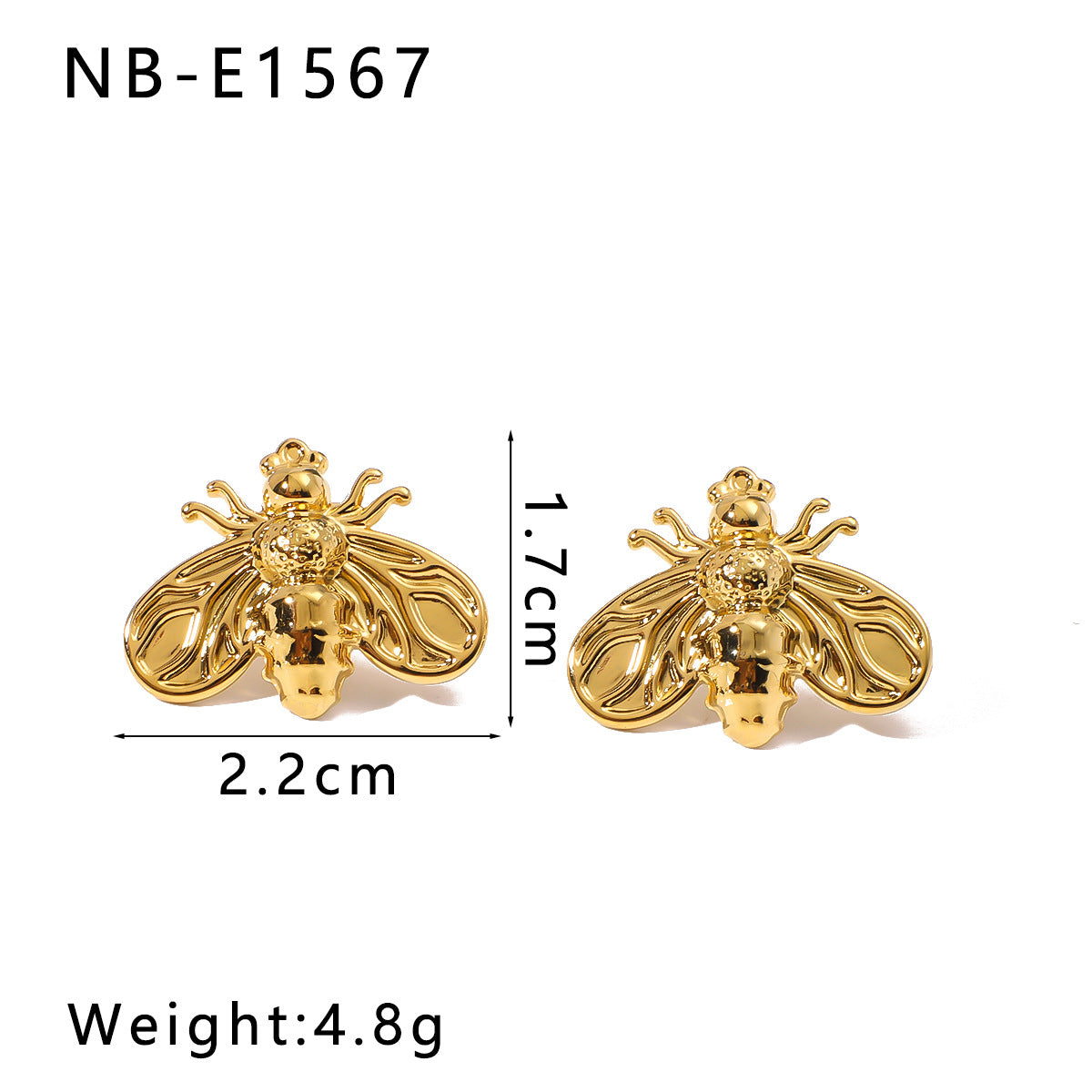 Personalized Bee Insect Stainless Steel Earrings 18K Electroplating Color-Preserving Earrings For Ladies Ins Niche Earrings