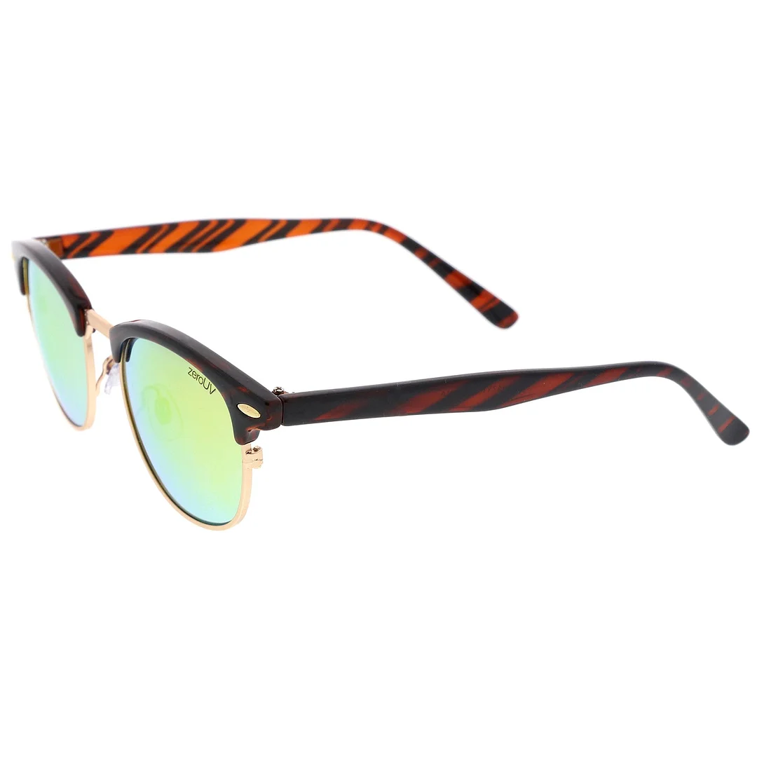 Classic Horn Rimmed Neutral Colored Lens Semi-Rimless glasses 49mm