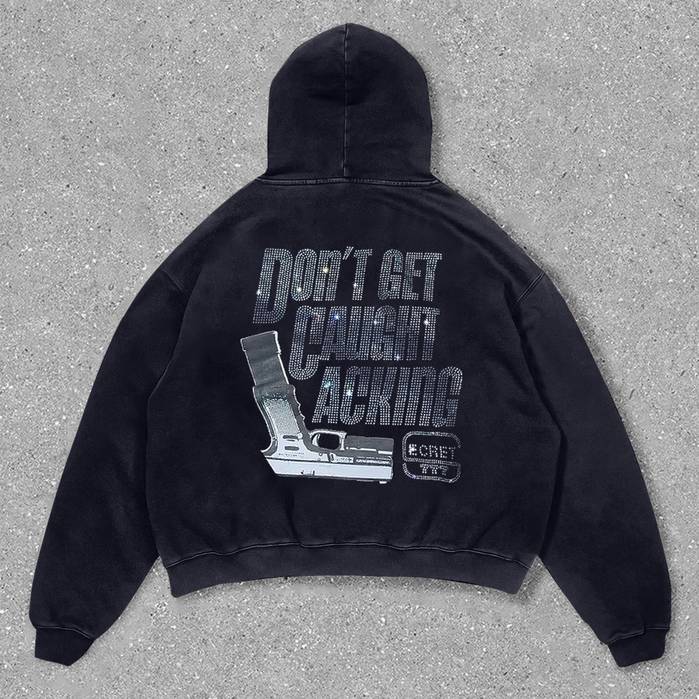 Fashion rhinestone print hoodie