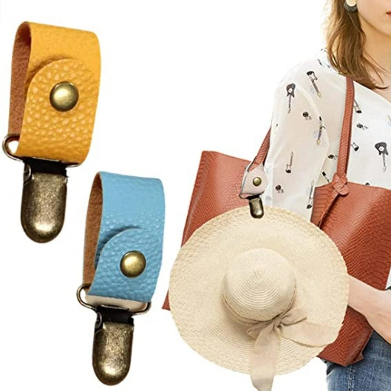 Summer Sun Hat Storage Holder Pu Leather Luggage Hat Clip Simple Fashion Portable Bag Hat Pendant