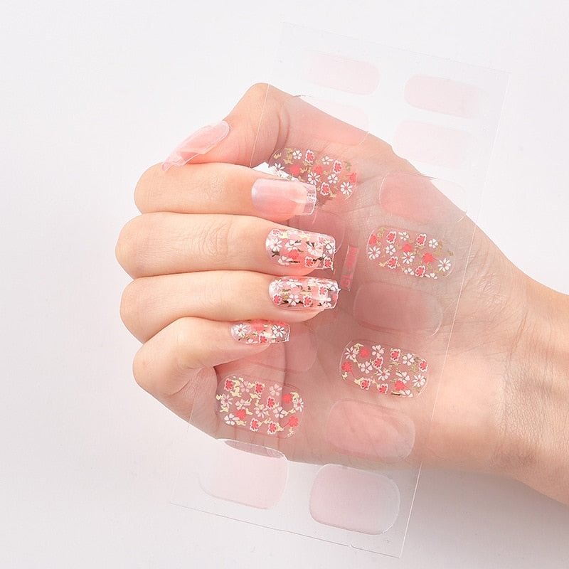 16 Tips/Sheet Lucency Patterned Nails With Creative Nail Decoration Sticker For Nails Decals Plain Stickers Shiny Nail Tape