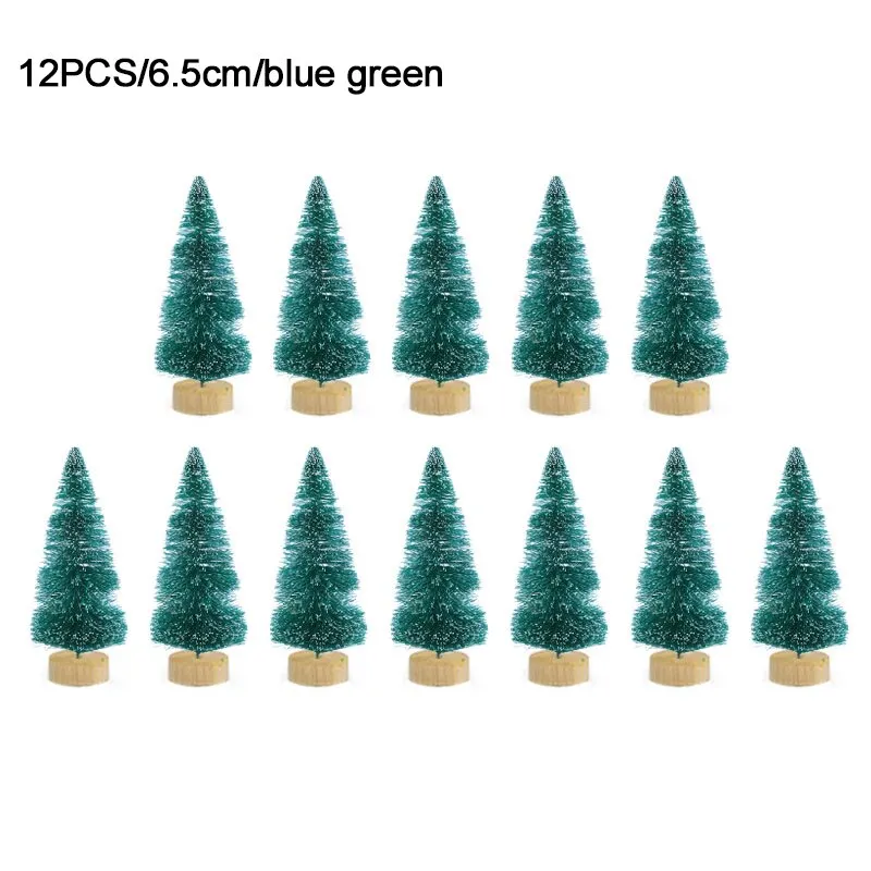 12pcs Mini Christmas Tree Pine Tree DIY Christmas Decorations For Home Table Navidad Xmas Ornaments New Year Decor Kids Gift