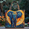 Elephant Garden Quilted Tote  Bag
