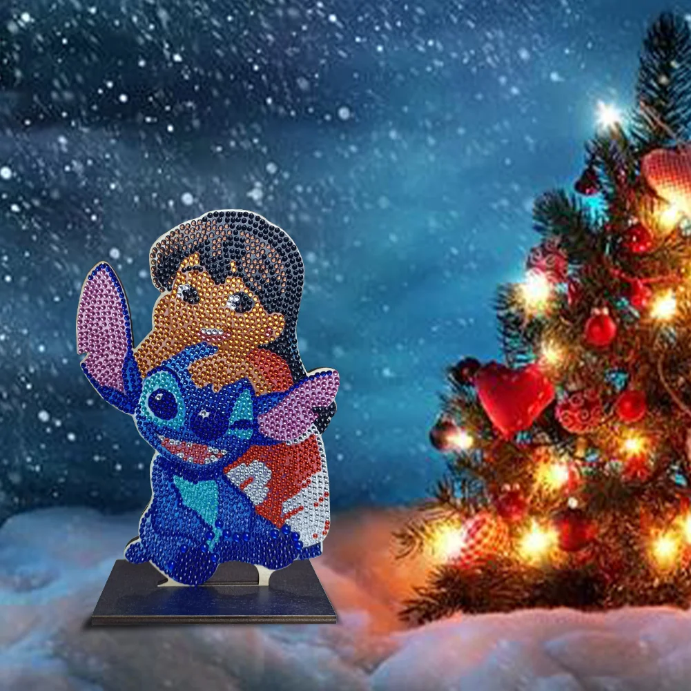 DIY Stitch Table Ornament Art Crafts Wooden Single Sided Home Decoration