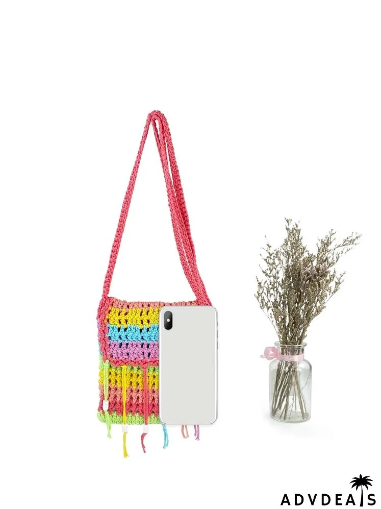 Colorblock Flap Crochet Bag