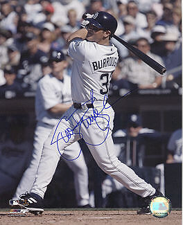 SEAN BURROUGHS SAN DIEGO PADRES ACTION SIGNED 8x10