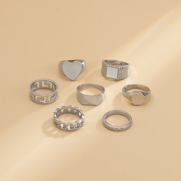 Niche Simple Rhinestone Monogram Ring Set