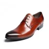  Formal Mens Leather Derby Dress Shoes Brown