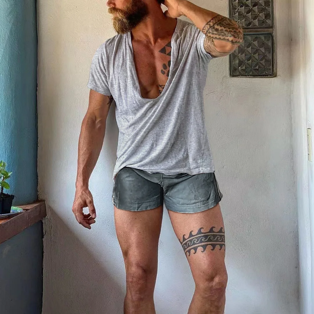 Men's Summer Casual V-Neck Cotton T-Shirt