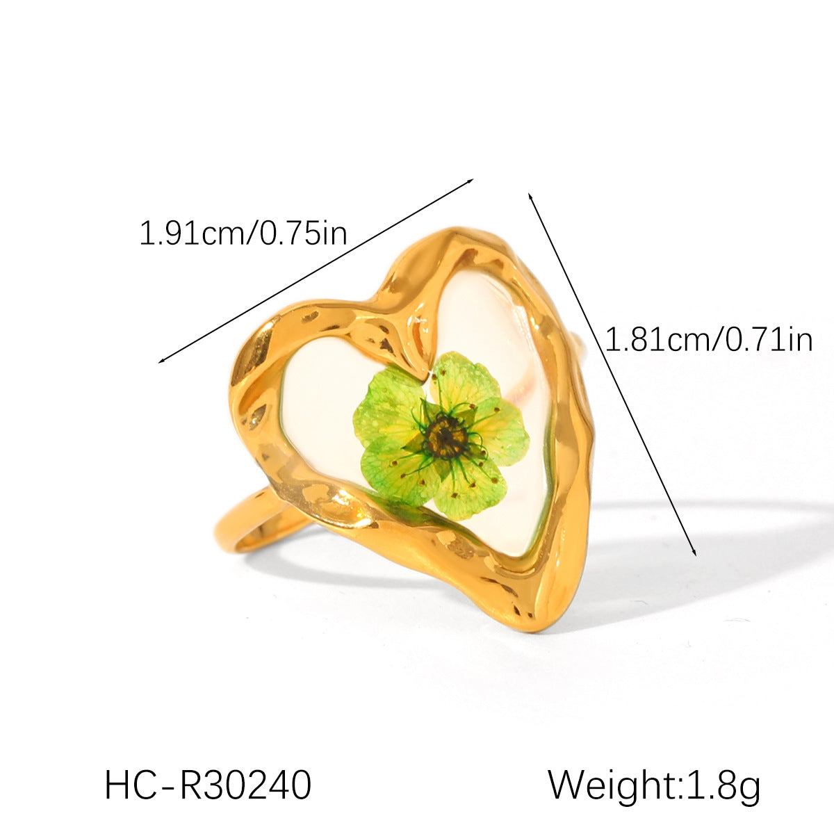 18K Gold Stainless Steel Ring Four-Leaf Clover Immortal Flower Titanium Steel Ring Small Daisy Flower Ring Female