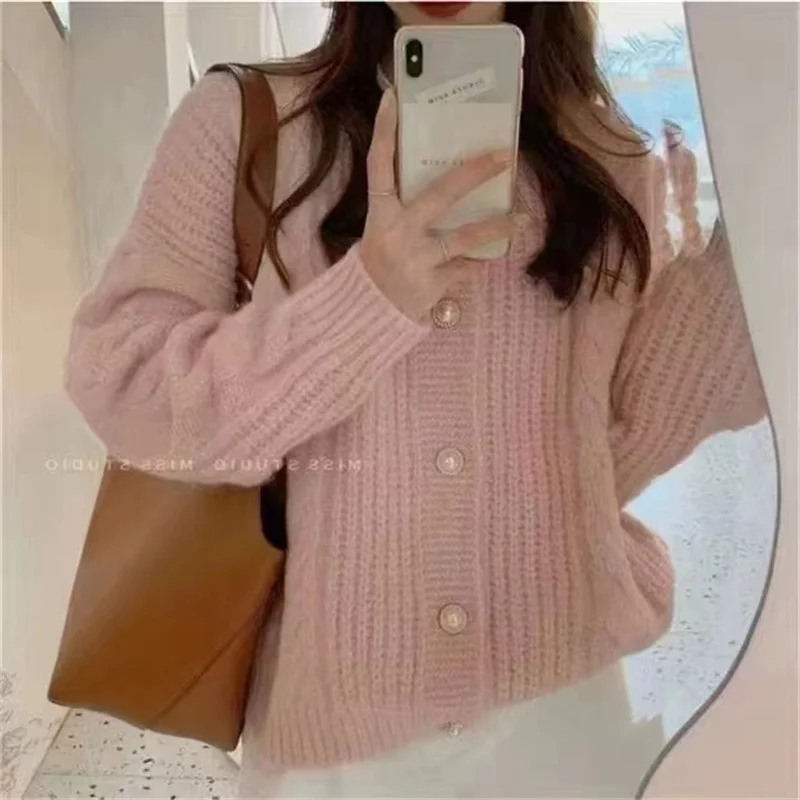Churchf Churchf Button Twist Sweater Female Coat 2024 New Loose Soft Waxy Temperament Knit Cardigan Jacket Female