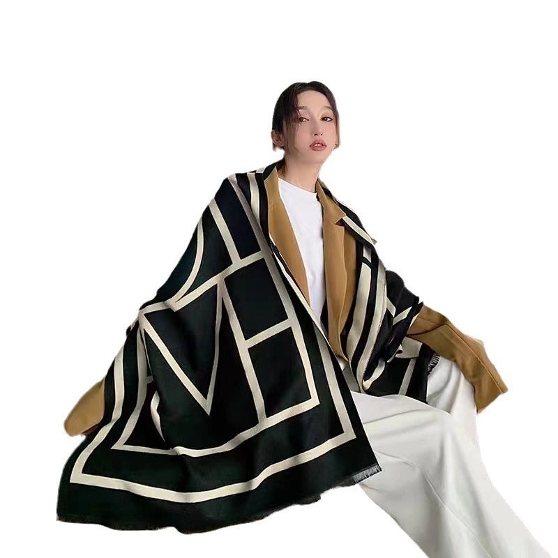 Factory Straight Hair OM Explosions Double-sided Thickened Warm Cashmere Scarf Women’s Autumn And Winter Office Air Conditioning Shawl Wai