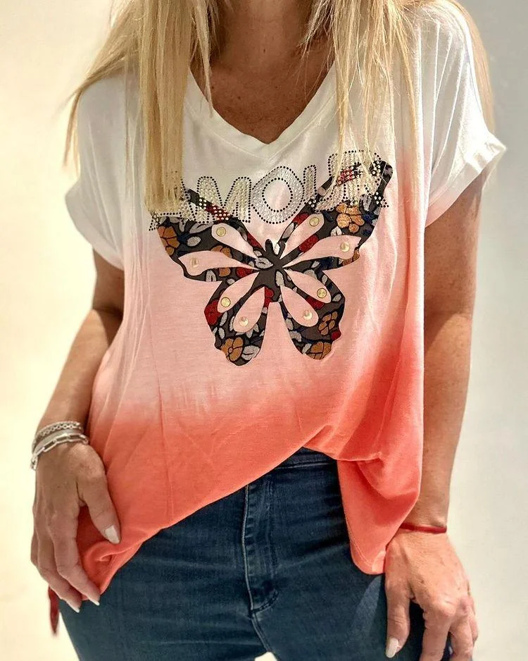 Casual Sequin Beaded Design T-shirt