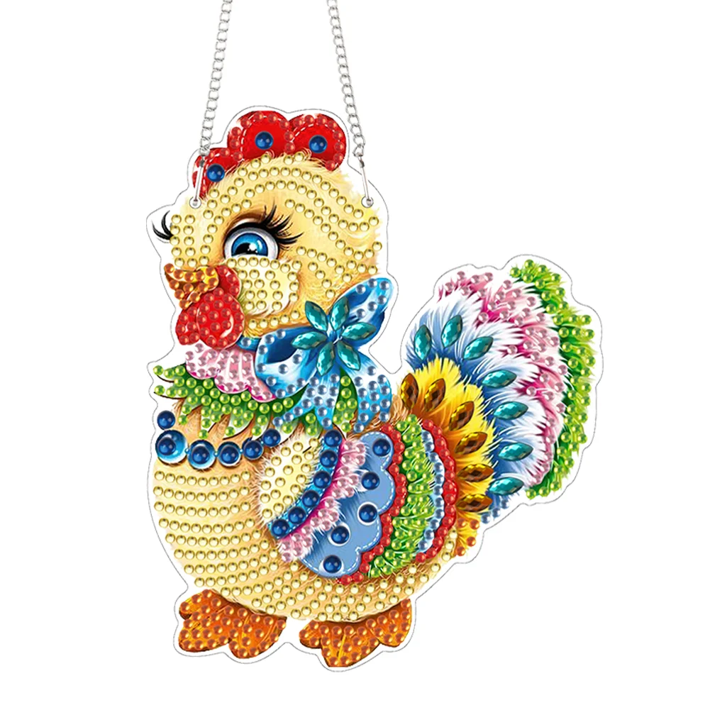 DIY Yellow Chicken Acrylic Special Shape 5D Diamond Painting Hanging Pendant