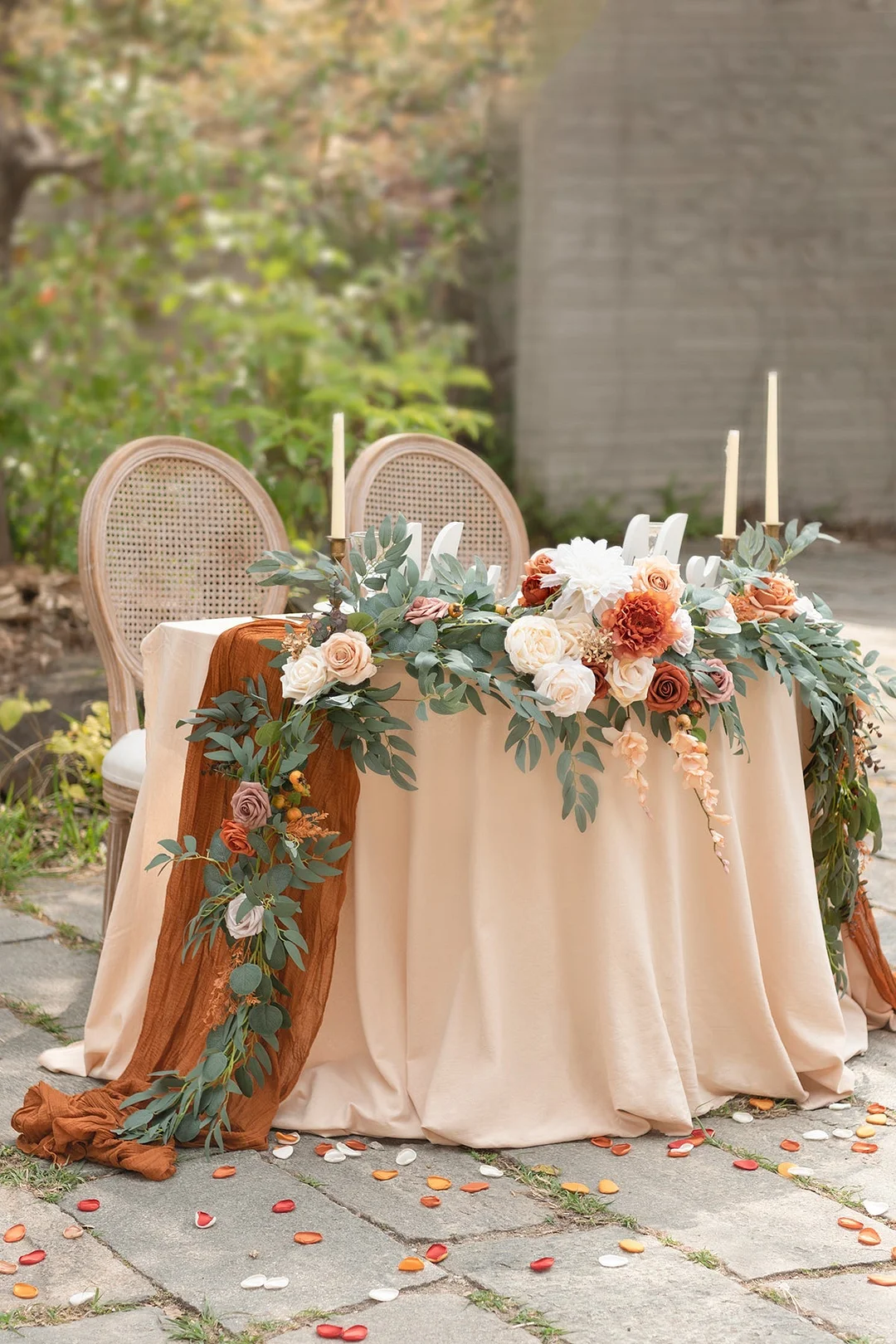 Head Table Flower Garland in Sunset Terracotta