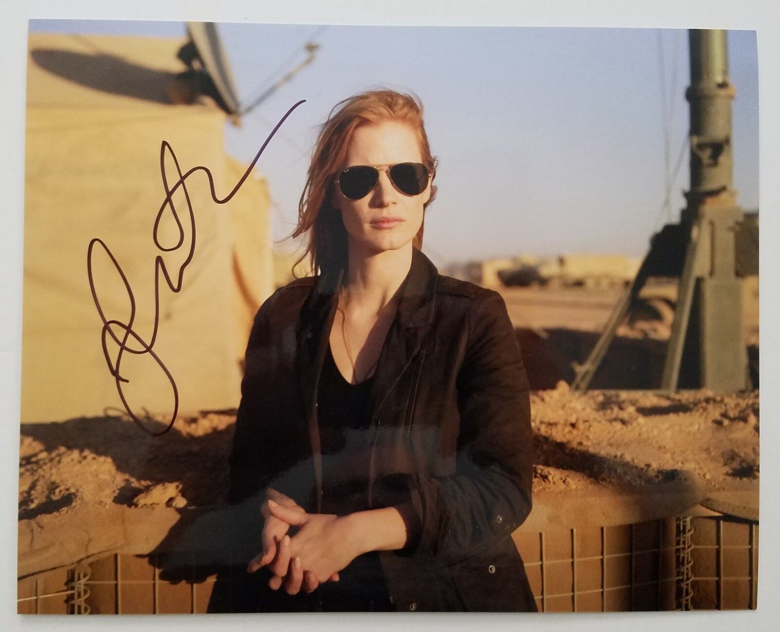 Jessica Chastain Signed Zero Dark Thirty 8x10 Metallic Photo Poster painting Actress RAD