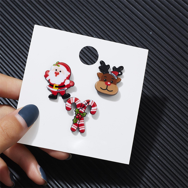 Christmas Multicolor Santa Claus Crutch Elk Brooch 2024 - Flycurvy 