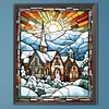 Diamond Painting-DIY Round Part AB Drill Stained Glass Snow Scene (45*55CM)