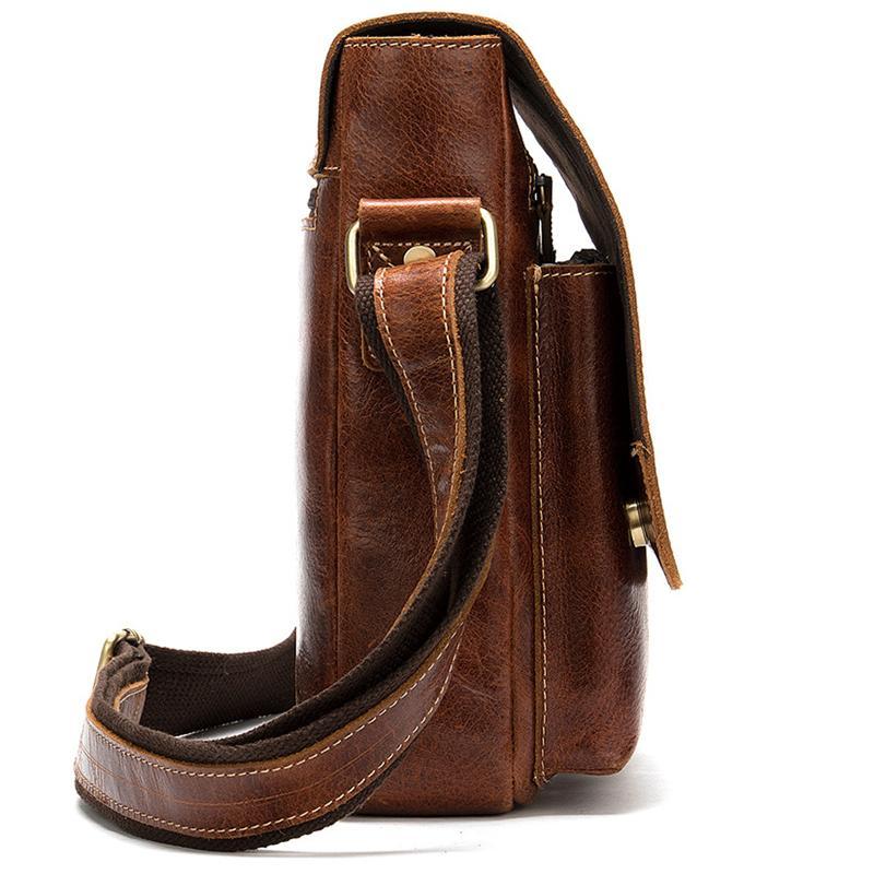 Casual Business Men's Leather Flap Type Shoulder Bag Fashion Crossbody Bag