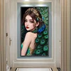 (40*70cm)Peacock Girl - Full Round Drill Diamond Painting