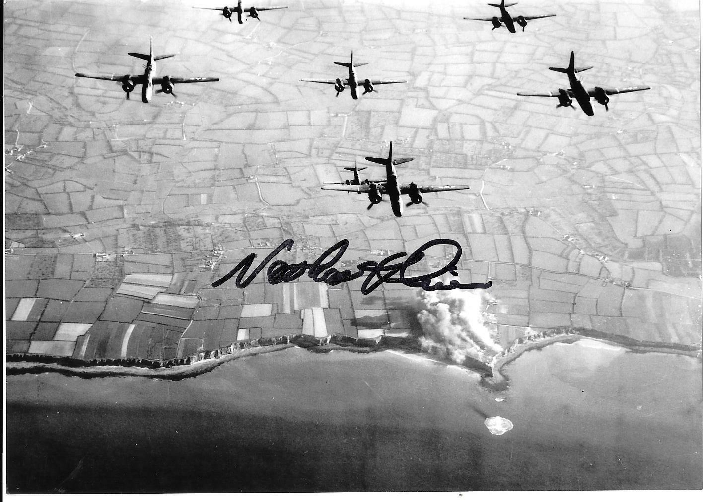 NATHAN KLINE 9TH AIR FORCE 323RD BG, B-26 BOMBADIER D-DAY VET RARE SIGNED Photo Poster painting