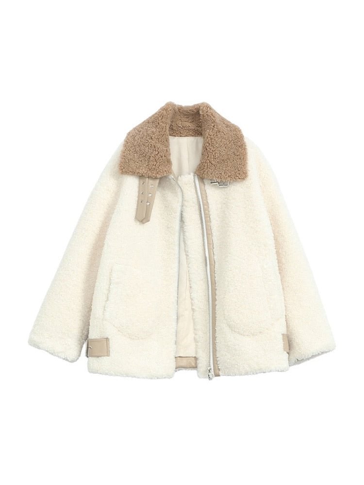 Faux Fur Coat Women 2021 Winter Clothes Zipper Thicken Warm Long Sleeve Lambswool Plush Jackets Fashion Manteau Fourrure Femme