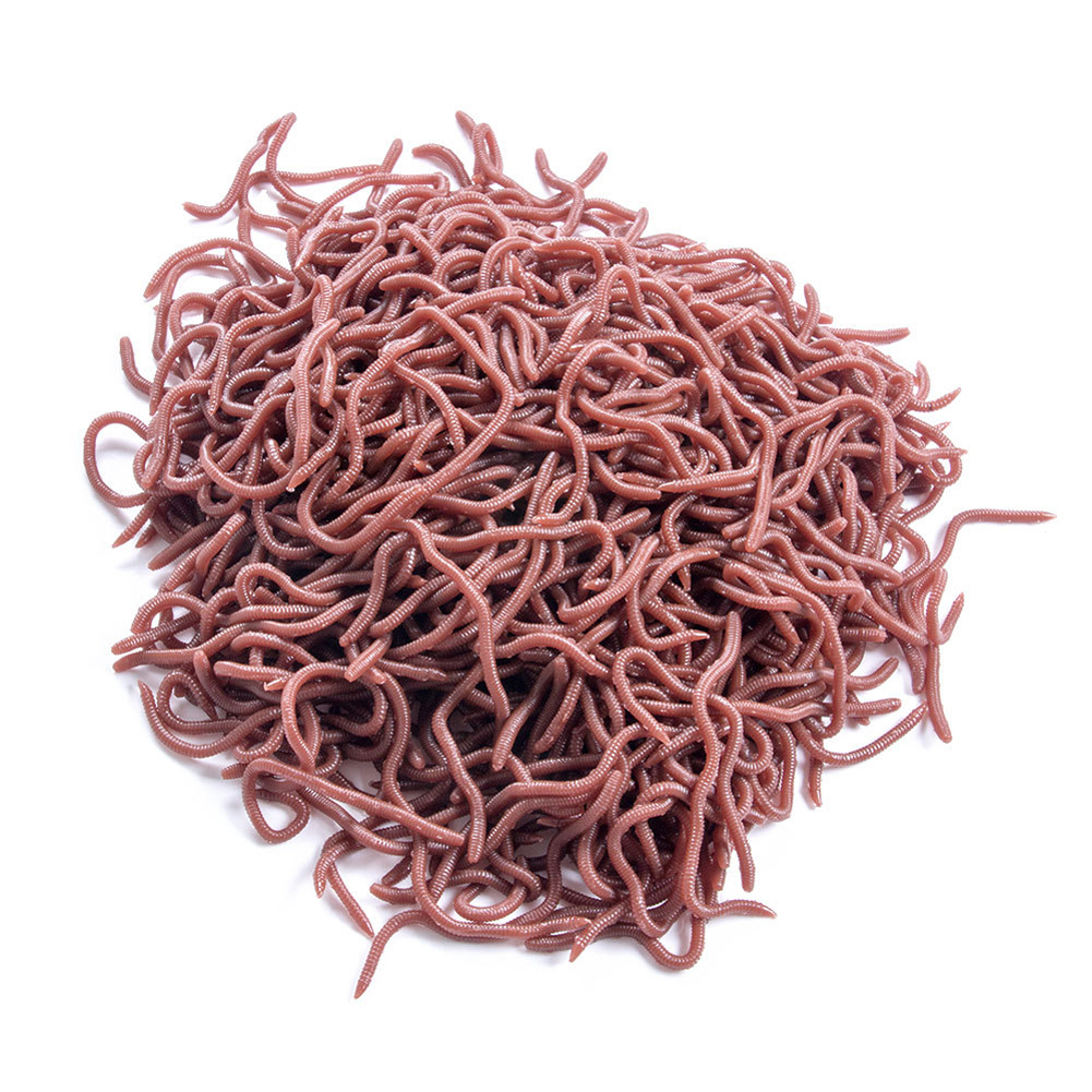 

50pcs Red Worm Soft Lure Earthworm Shrimp Bass Fishing Bait, 4cm dark red, 501 Original