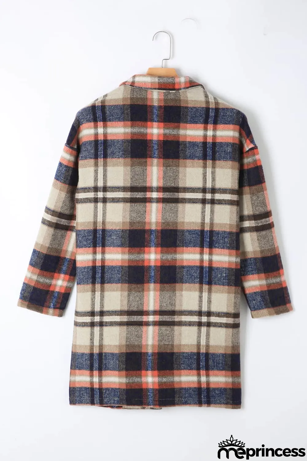 Khaki Plaid Button Up Lapel Jacket