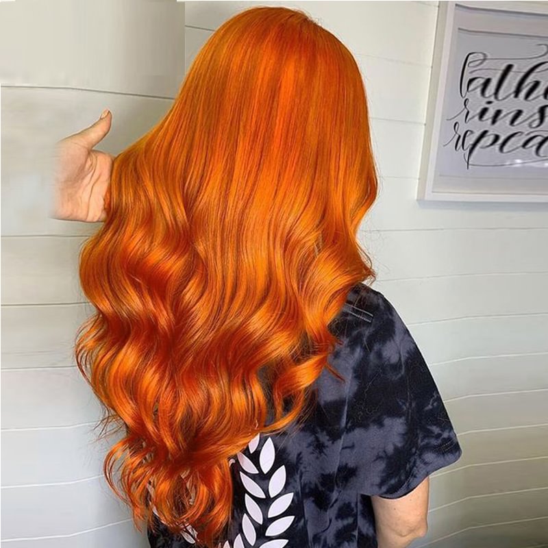 Long Orange Colored  Wave Wigs Party Daily Style US Mall Lifes