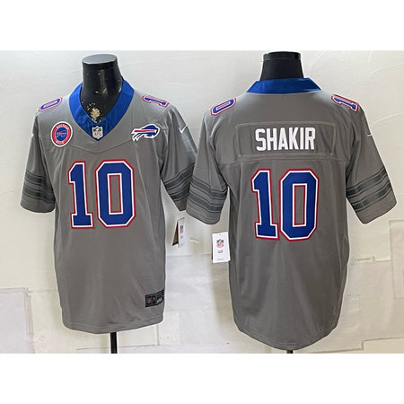 Men's Buffalo Bills #10 Khalil Shakir Nike Gray Vapor F.U.S.E. Limited Jersey