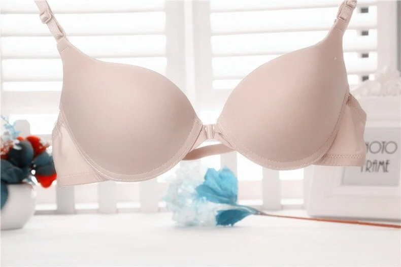Comfortable bra seamless sexy front button bra push chest spring and summer underwear buckle female small chest bra