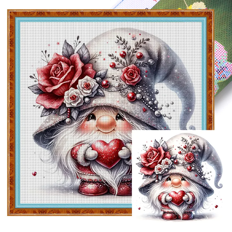 Flower Gnome - Printed Cross Stitch 18CT 30*30CM