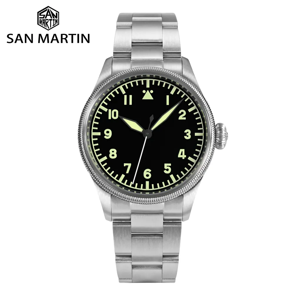 San Martin 38.5mm Pilot Carved Coin Bezel Men Watch SN033 from the official product page