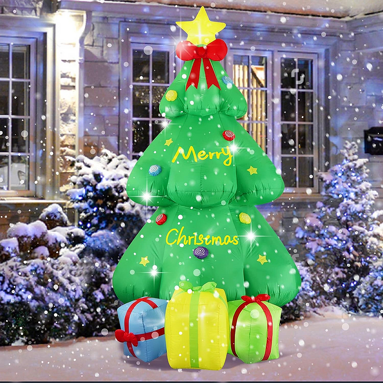 🔥kukelife🔥Christmas-6 5 ft led airblown inflatable lighted christmas tree with gift boxes
