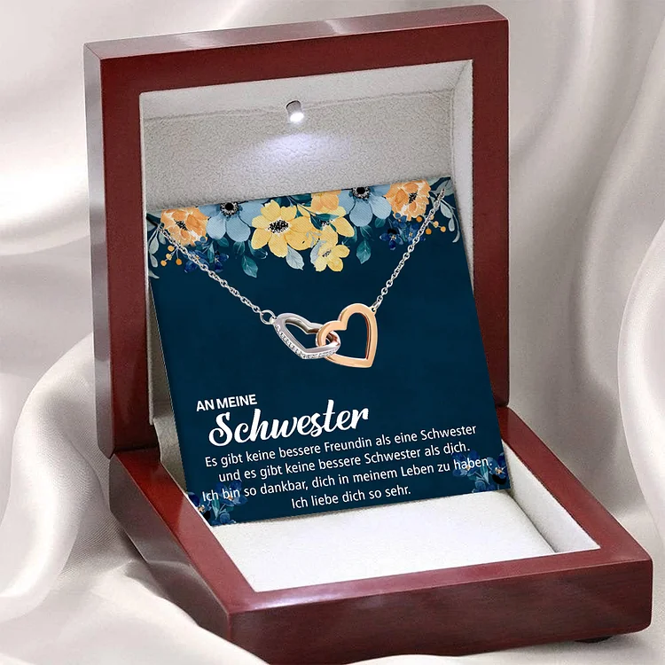 Kettenmachen 925 Sterling Silber Herz Halskette-An meine Schwester Ich bin so dankbar, dich in meinem Leben zu haben-Geschenk mit Nachrichtenkarte